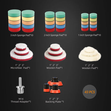 Polishing Sponge Wool Buffing Pads Set for Car Polishers Polishing Machine with 1pcs M14 Drill Adapter for Polishing